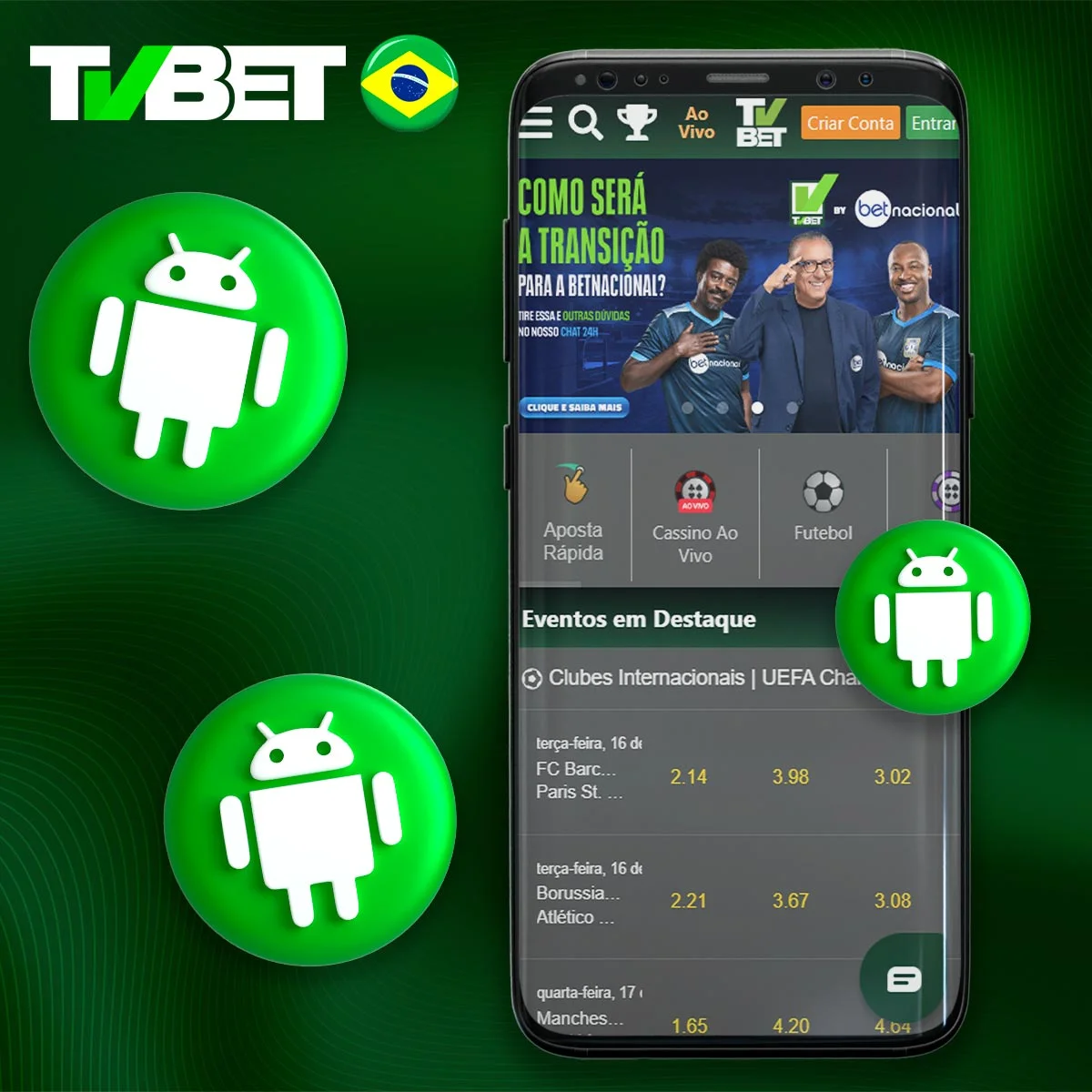 Aplicação móvel para Android da casa de apostas TVbet