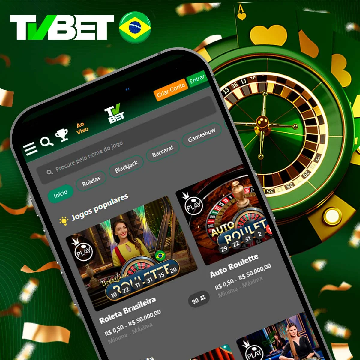 Cassino ao vivo no TVBet Casino.