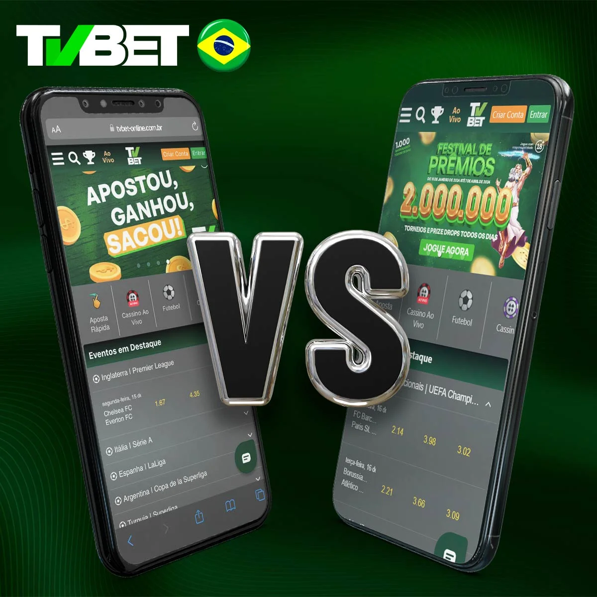 Comparação da versão móvel e da aplicação móvel da TVbet